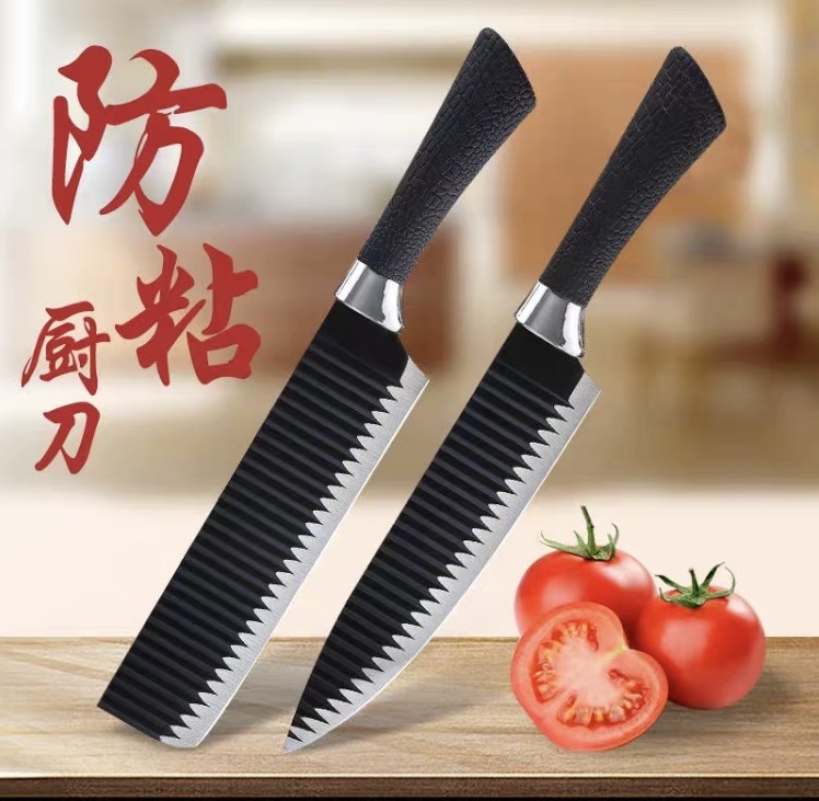 Bộ dao nhà bếp, dao chặt xương liên khối inox và bộ 2 dao gơn sóng răng cưa nhật bản