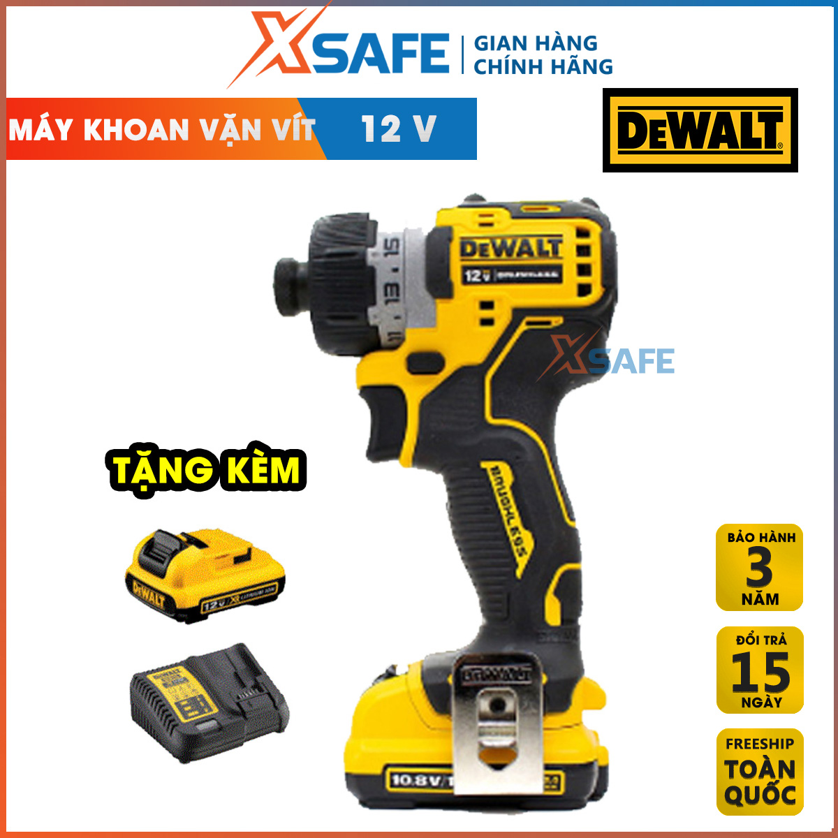 Drilling machine, screw battery 12v DeWalt dcf601d2-kr bundled 2 battery and 1 charger. Hand drill torque twist 8nm, genuine warranty 3 years-distribution genuine xsafe