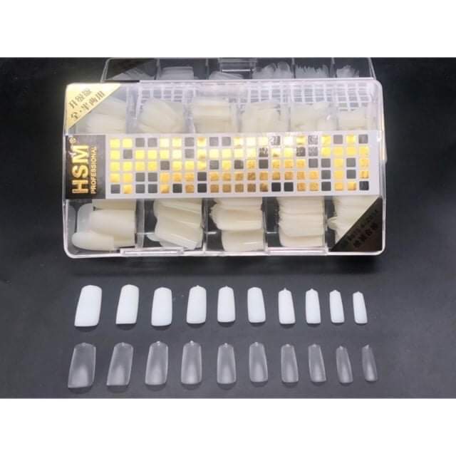 Móng up HSM chính hãng loại mặt nhám sẵn .Hộp móng đủ size phom vuông chuẩn đẹp không cần dũa