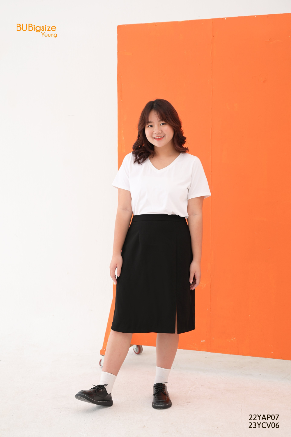 Chân váy dài basic xẻ gấu BIGSIZE (55kg đến 95kg) - 23YCV06 - [BU Bigsize Young]