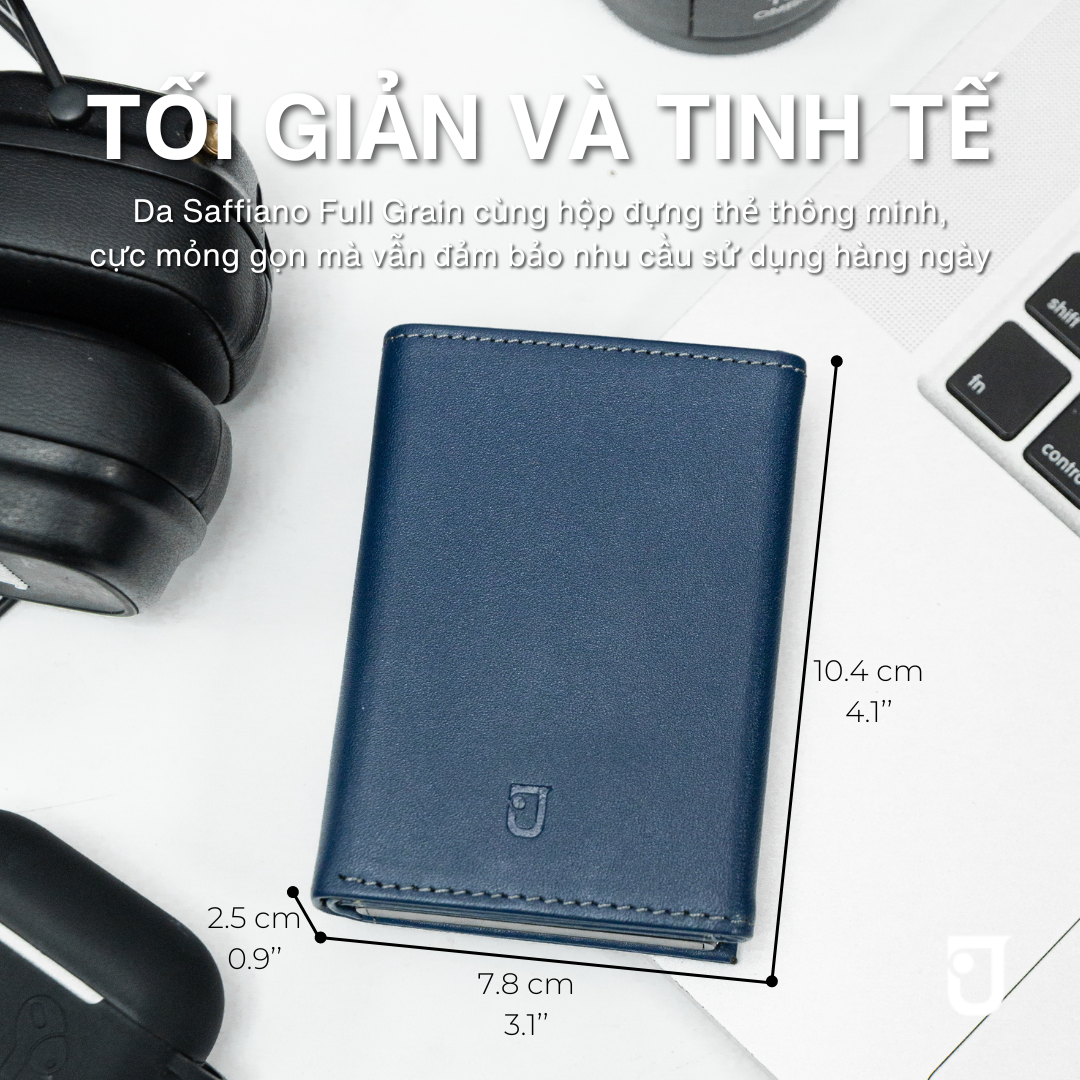 Ví Thông Minh Taurus & Hộp Đựng Thẻ Tự Động, Ví Da Nam Cao Cấp Gập Ba Mini Nhỏ Gọn Nhiều Ngăn Bóp Tiền Chính Hãng Jenoss