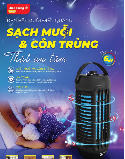 Đèn bắt muỗi Điện Quang ĐQ EML08 BL