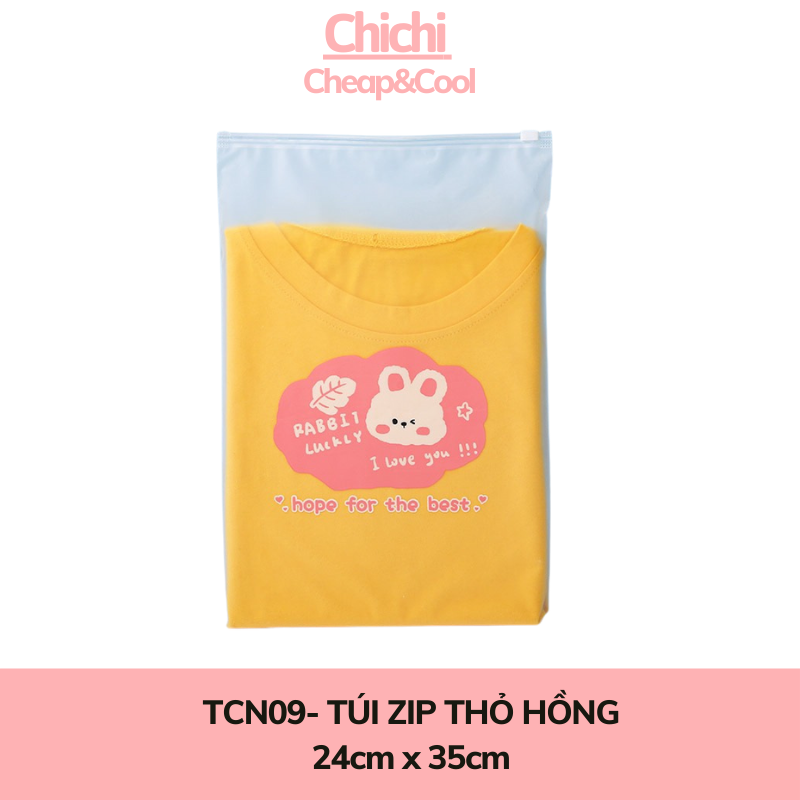 Túi zip có khóa kéo in hình gấu nhỏ xinh cute túi dây rút đựng quần áo mỹ phẩm chống nước Chichi TCN10