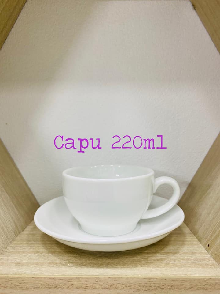Combo 10 bộ cốc kèm đĩa cafe capuchino trắng 220ml