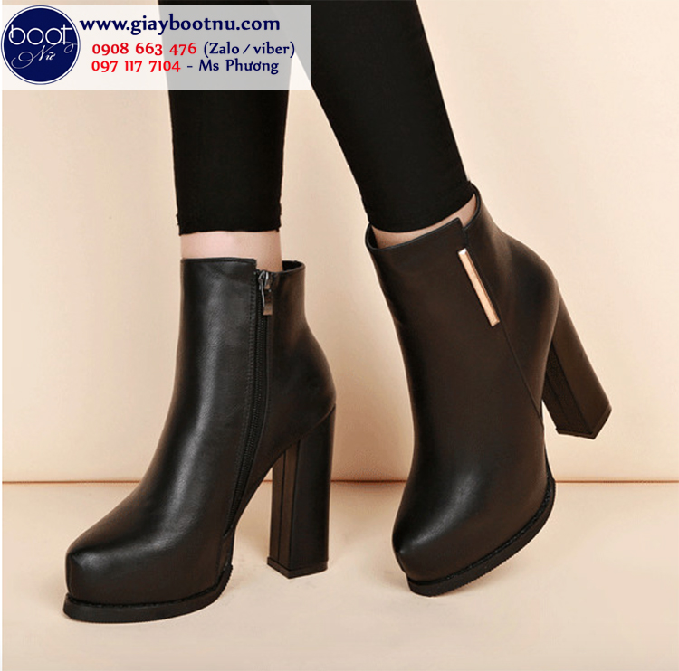 Giày boot nữ gót vuông cao gót ĐƠN GIẢN GBN80