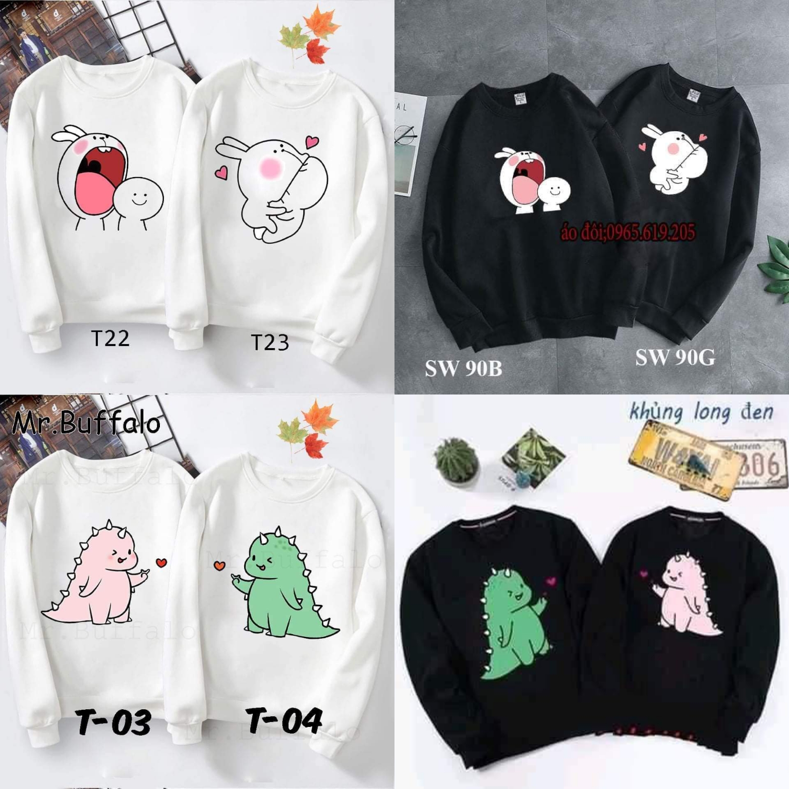 [FREESHIP] ÁO SWEATER ĐÔI IN HÌNH CUTE