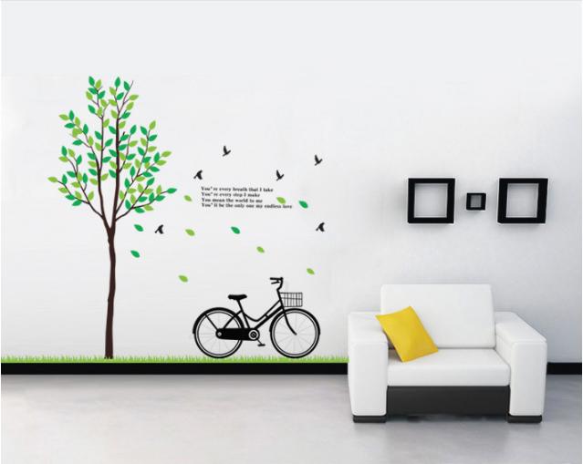 [HCM]Decal trang trí Xe Đạp và Cành Cây size lớn
