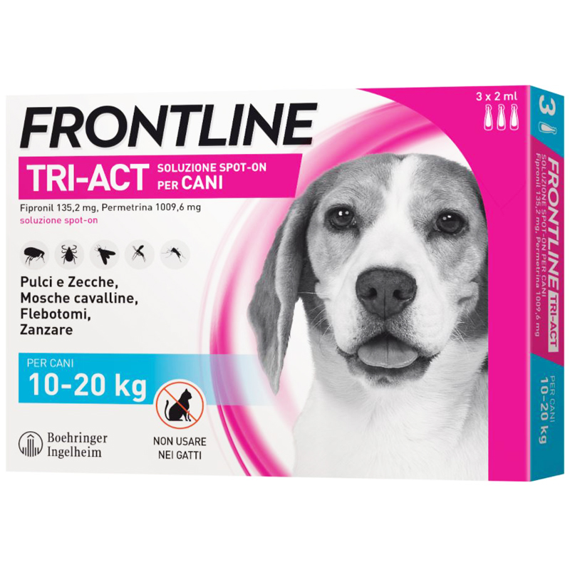 FRONTLINE TRI-ACT: TRỊ VE, RẬN, RUỒI, MUỖI CHO CHÓ ( hộp 3 tuýp)