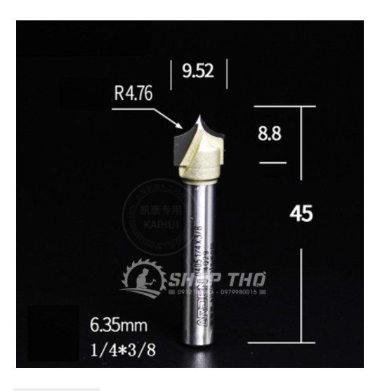 Mũi phay Arden 0405  đánh chỉ góc nhọn