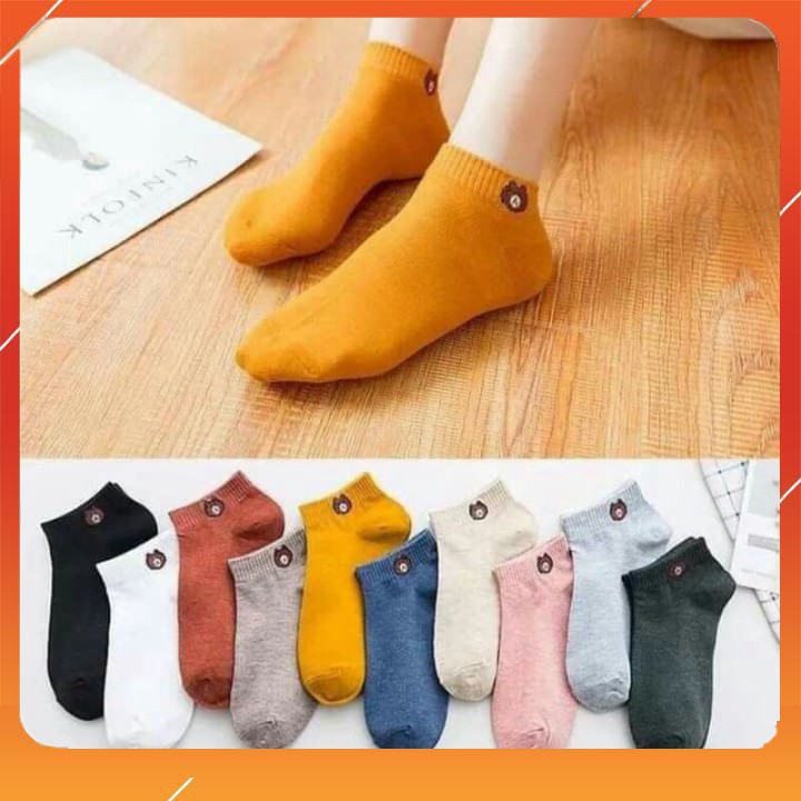 Tất Gấu Brown Cổ Ngắn Siêu Yêu Co Dãn 4 Chiều( Hàng Đẹp Loại 1)