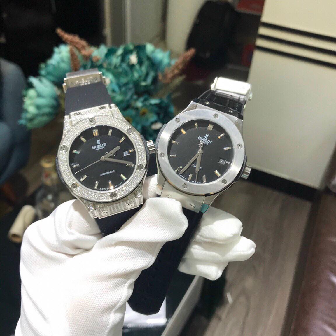 Đồng hồ nam nữ Hubblot Viền Full Đá Trắng Máy Cơ Automatic A+ hàng nét  99,9 %
