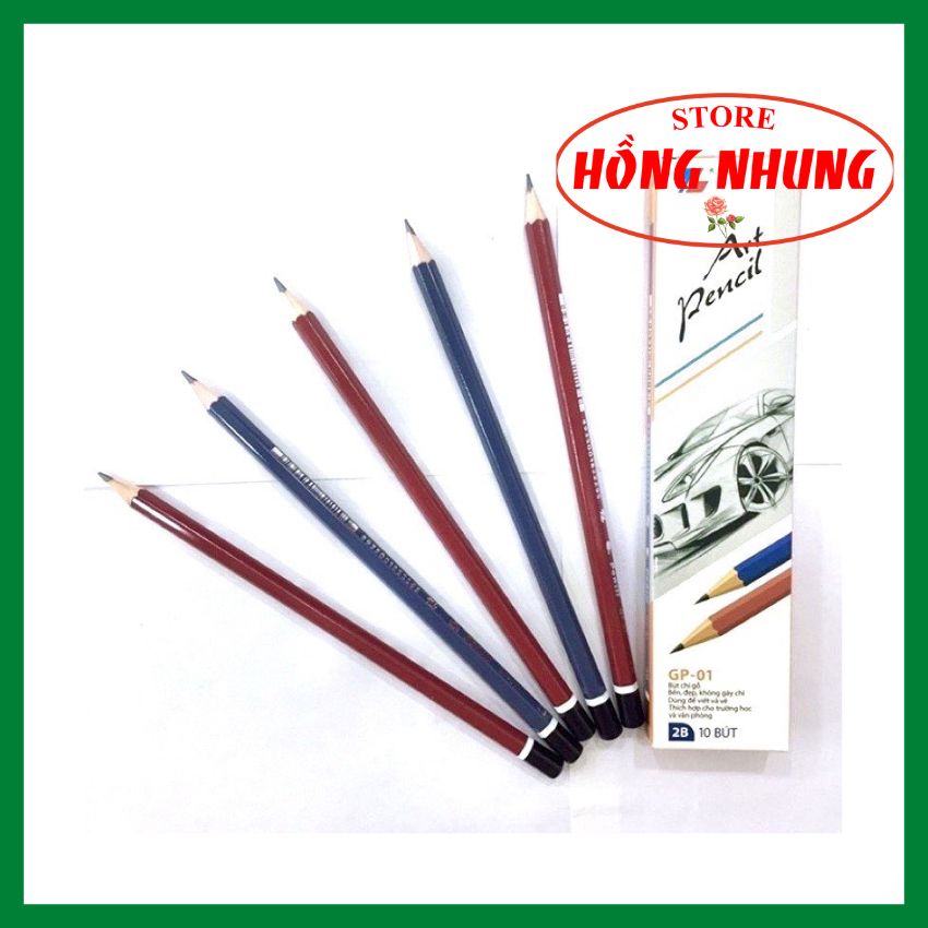 Combo 10 cây bút chì 2b, hb thiên long, nét đậm đẹp. hồng nhung store