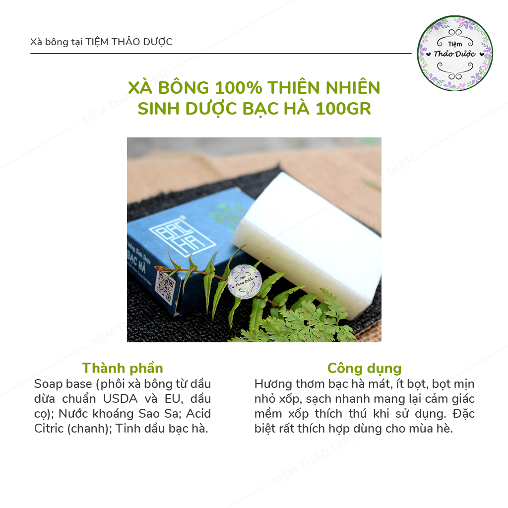 Xà Bông Sinh Dược Bạc Hà ( Sảng Khoái, Mát Lạnh) 100gr