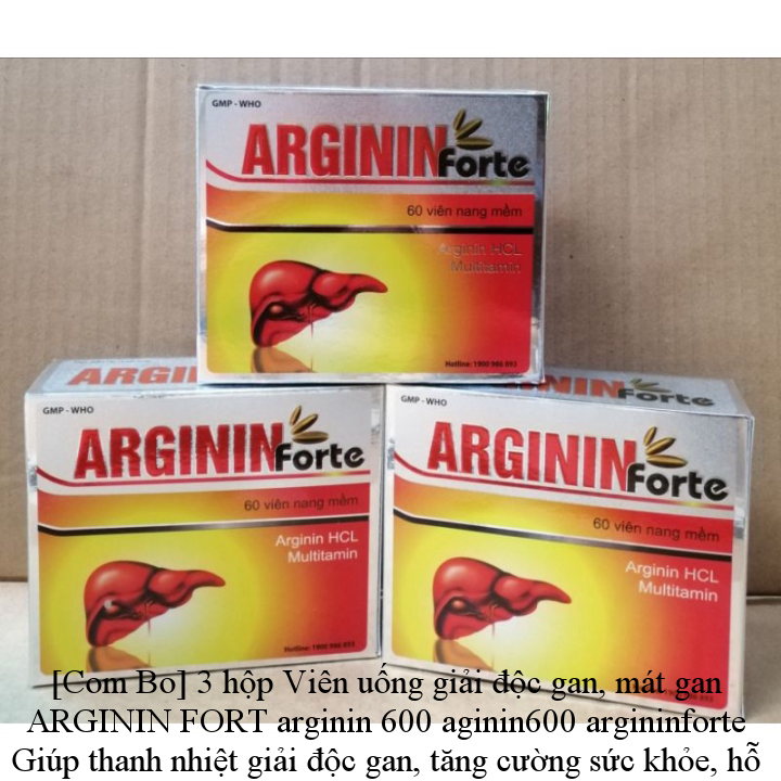 Com Bo 3 hộp Viên uống giải độc gan, mát gan ARGININ FORT arginin 600