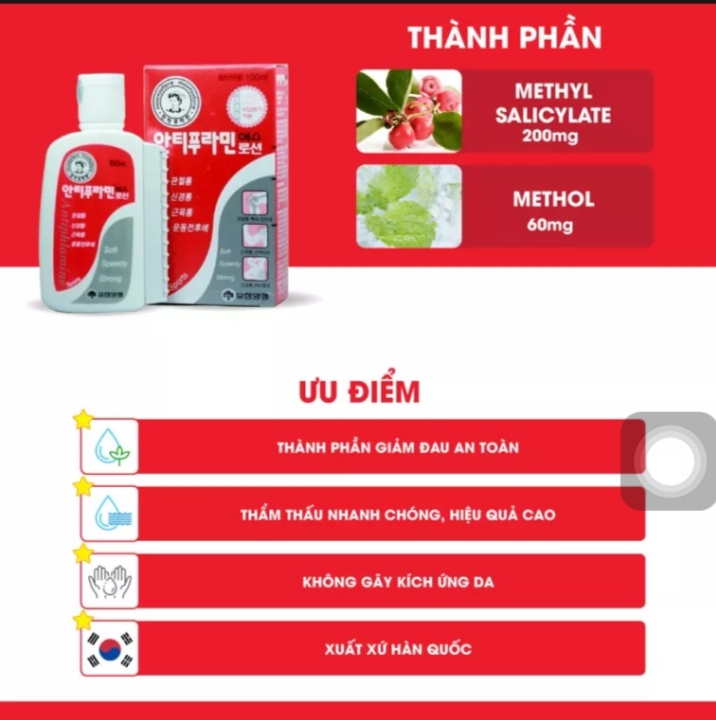 [CHÍNH HÃNG] Dầu nóng Hàn Quốc xoa bóp massage Antiphlamine 100ML