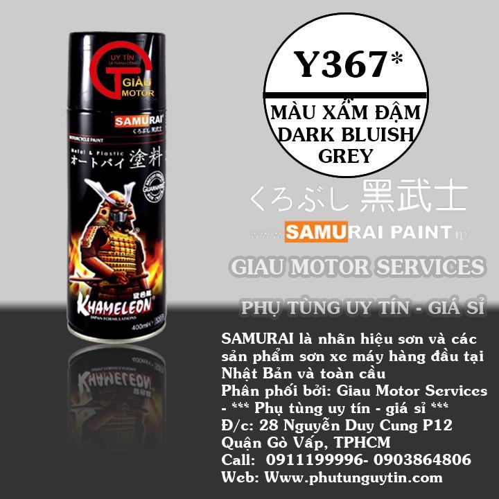 Chai sơn xịt sơn xe máy Samurai Y367 màu xám đậm Dark Bluish Grey  Yamaha uy tín, giao hàng nhanh, giá rẻ