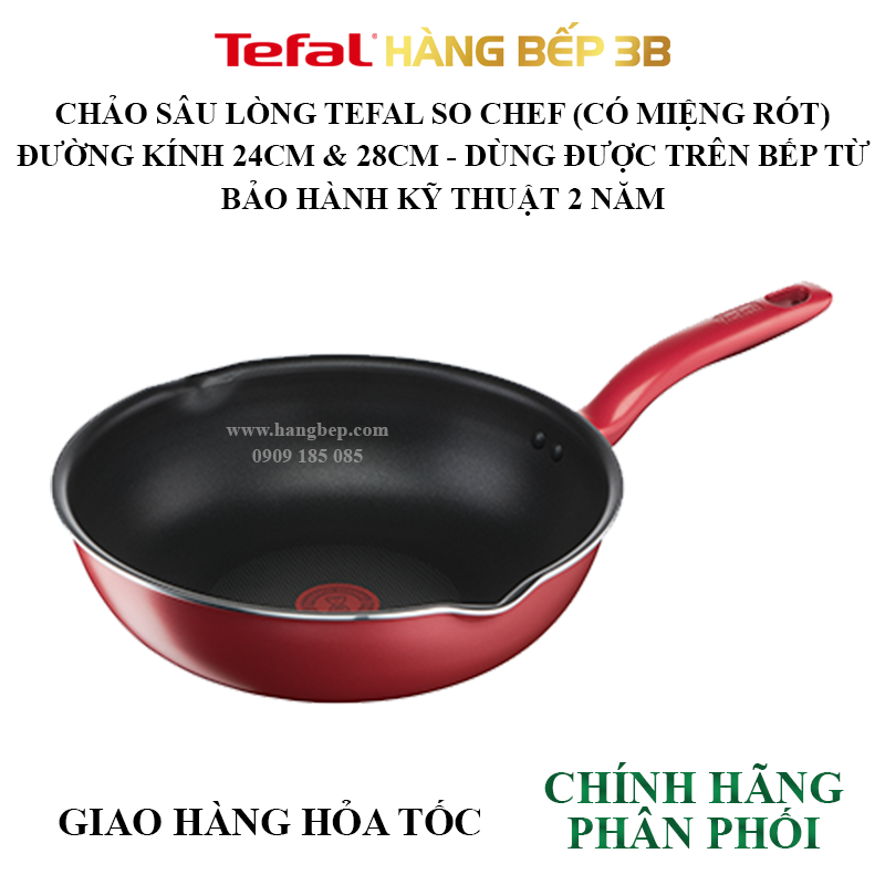 Chảo chiên sâu lòng Tefal 28cm - 24cm So Chef