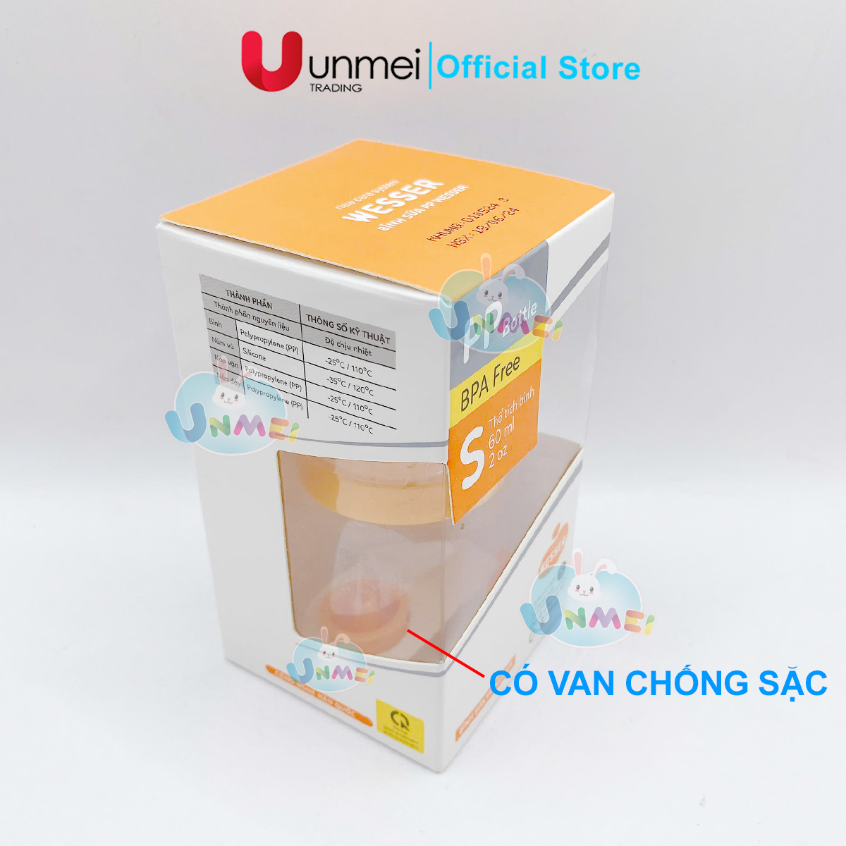 Bình sữa Wesser PP (cổ hẹp) 60ml