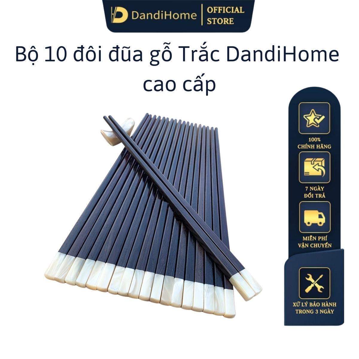 Bộ 10 đôi đũa gỗ trắc DandiHome cao cấp