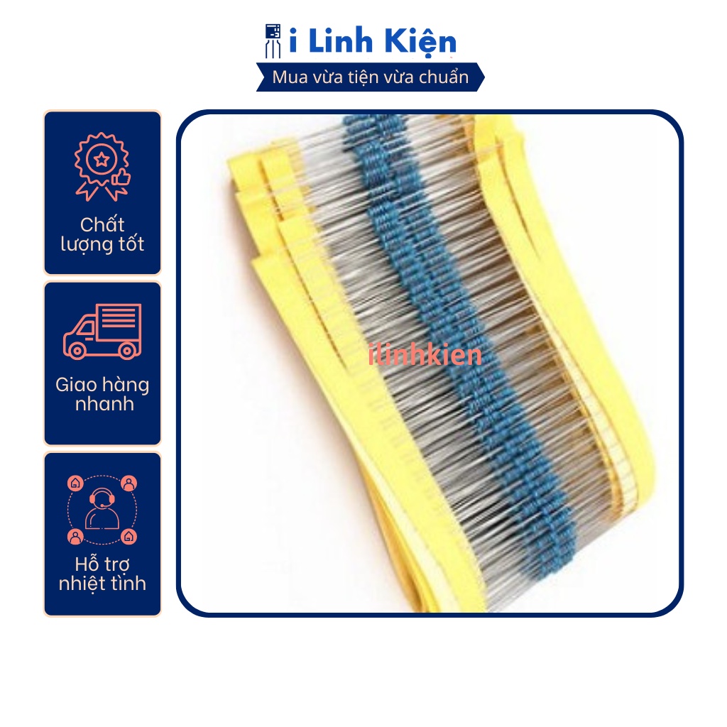 Điện trở vạch 1/4W 100R 1% chân đồng (50c)