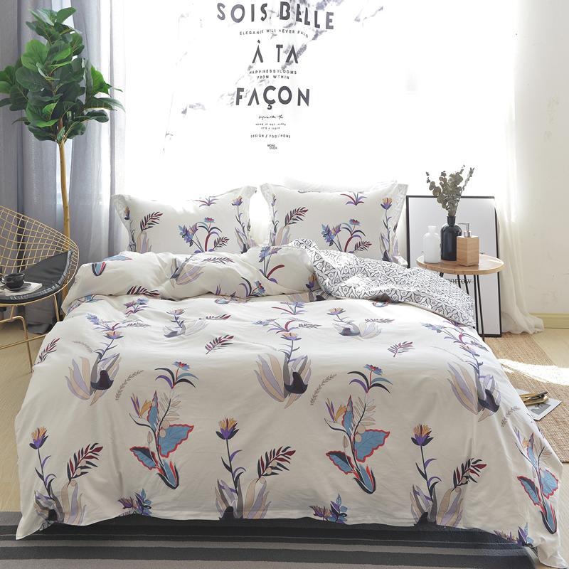 2018 Chiếc 100% Cotton Trên Giường Bộ Bốn Chiếc Bắc Âu Tươi Dòng 100% Cotton Vỏ Chăn Ga Trải Giường