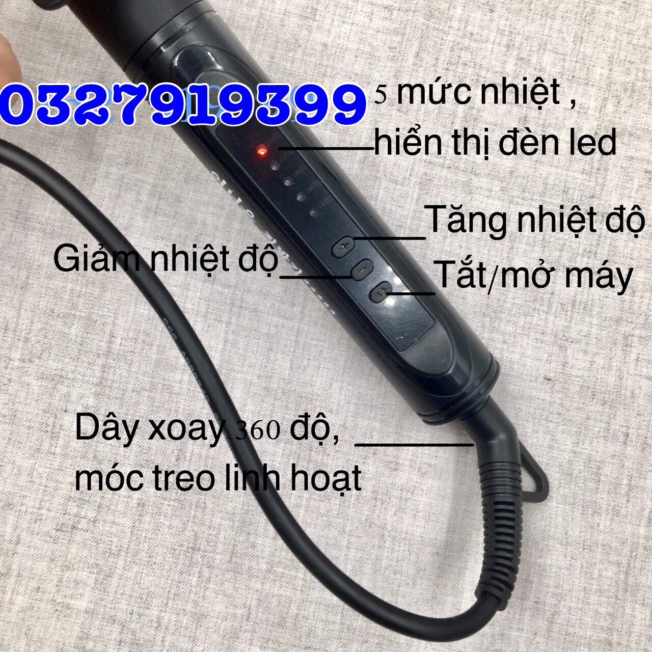 PRO Máy uốn tóc xoay trục đủ size 9-32mm xoăn xù mì xoăn mì tôm chỉnh nhiệt 170-230°C chất liệu gốm ion âm bảo hành 3 tháng