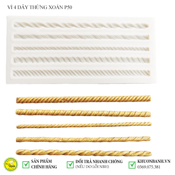 Khuôn silicon vỉ 4 dây thừng xoắn