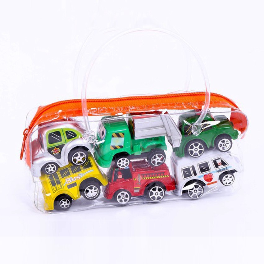 Sét túi 6 ô tô đồ chơi chạy cót mini cho bé yêu