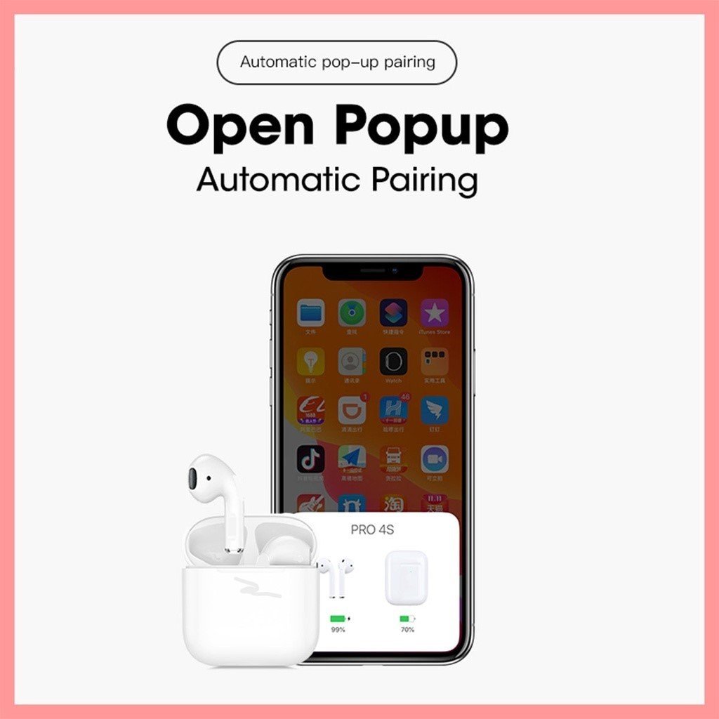 Tai nghe bluetooth không dây Inpods PRO 4 - Tự động kết nối khi mở nắp máy - Nghe nhạc cực êm - BẢO HÀNH 1 ĐỔI 1