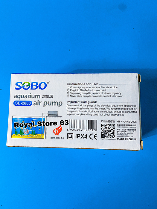 Máy tạo Oxy 1 vòi cho bể cá cảnh Sobo SB2800
