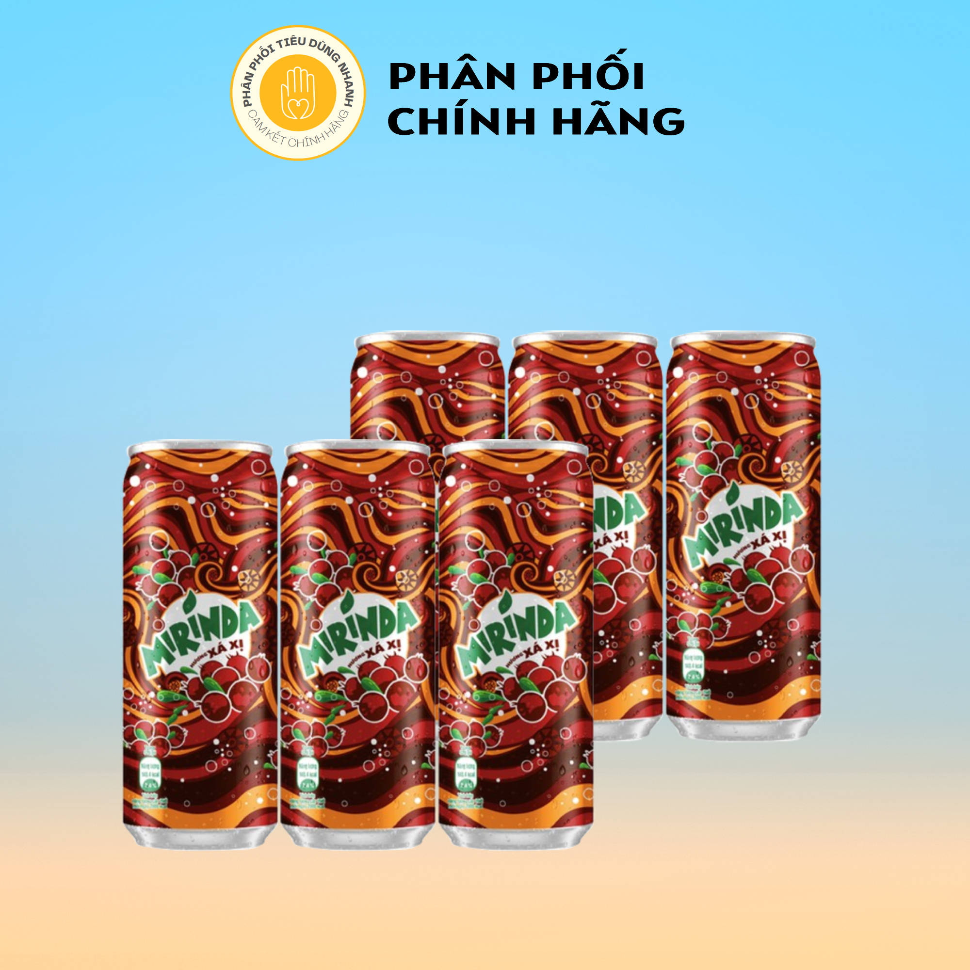 Lốc 6 lon nước ngọt Mirinda đá me 330ml