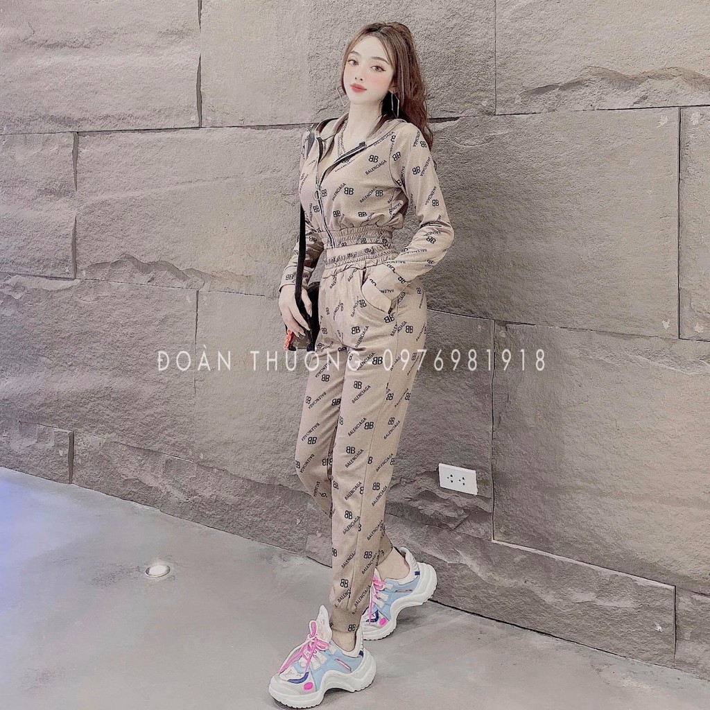 [HCM]Set Bộ Croptop Có Nón Dài Tay Cotton