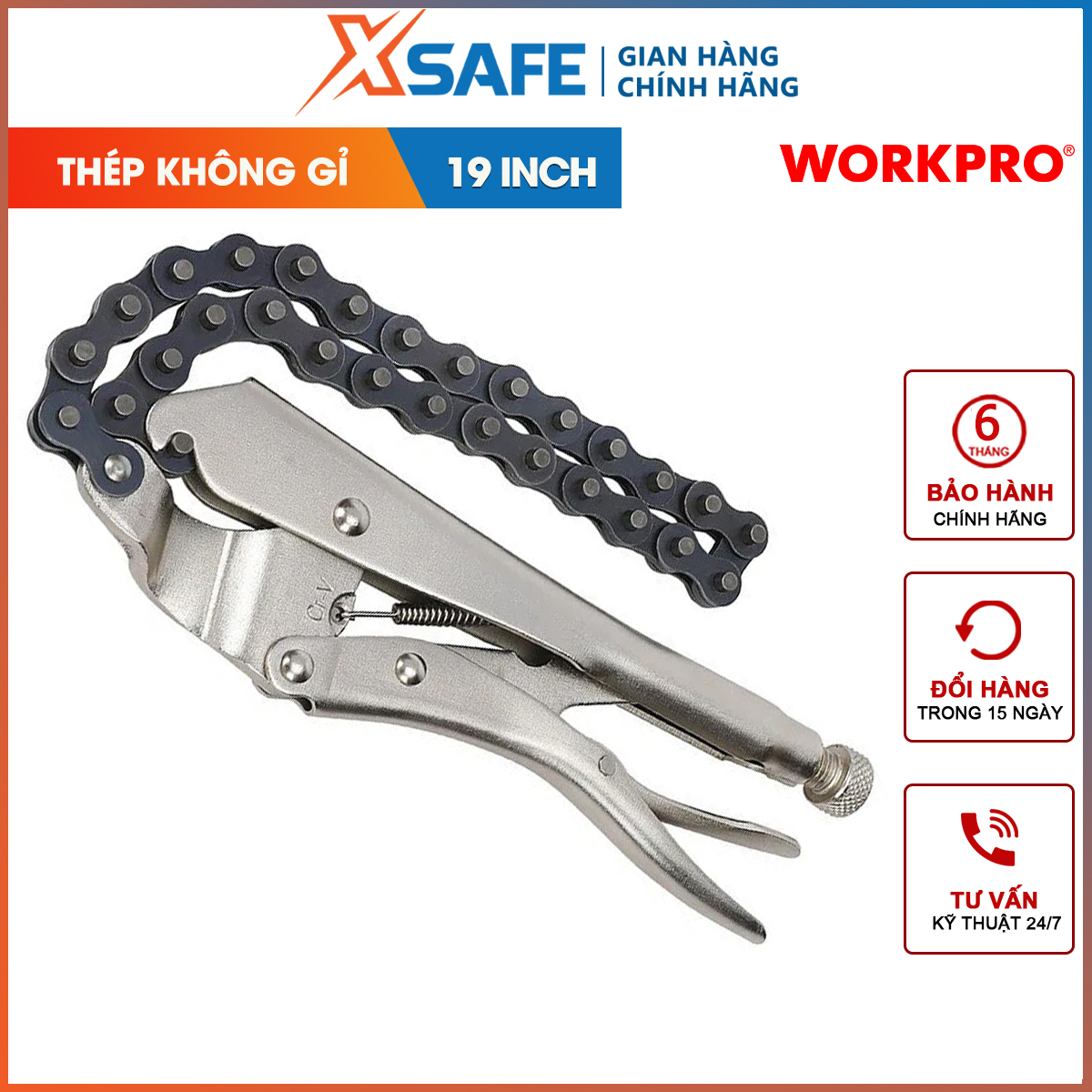 Workpro wp231062 19 inch 480mm stroke pliers-genuine-xsafe