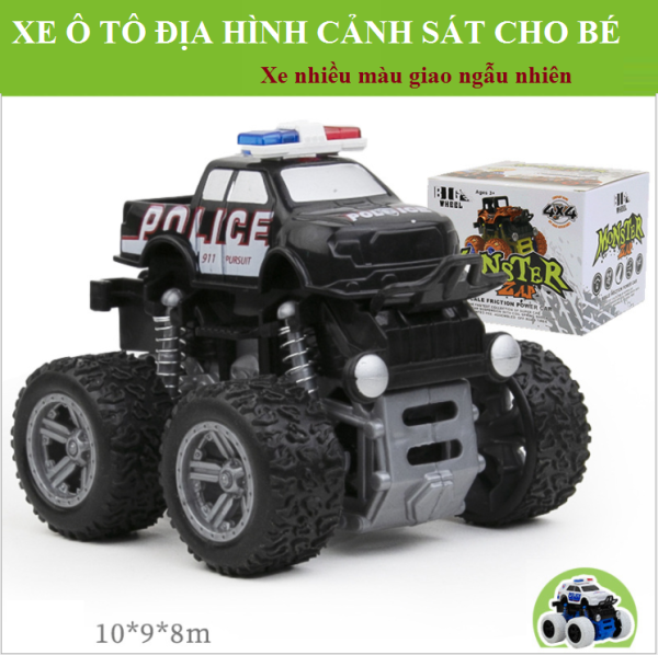 Xe ô tô đồ chơi cho bé chạy quán tính bánh đà nhiều màu sắc, xe cảnh sát xoay 360 độ / Mẫu xe cảnh sát