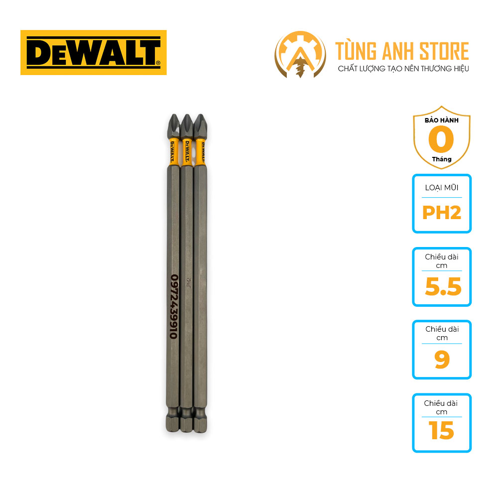 Mũi Bắn Vít DEWALT Có Từ, PH2 5cm, 9cm, 15cm