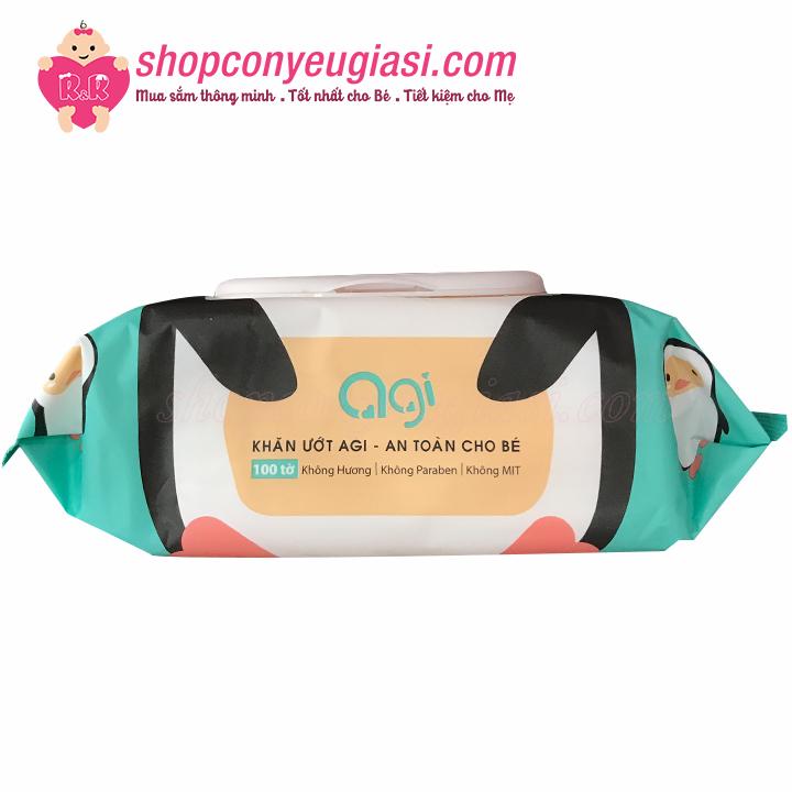 [HCM][BAO BÌ MỚI] Combo 12 Gói Khăn Ướt Agi Không Mùi 100 Tờ - Màu Ngẫu Nhiên
