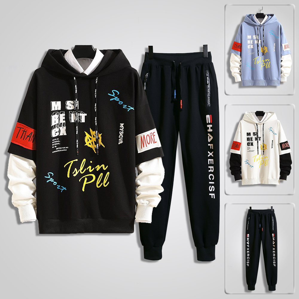 Bộ Quần Áo Nỉ Nam Áo Hoodies Có Mũ Trùm Đầu Phối Hoạ Tiết Chữ Sport Kết Hợp Quần Jogger Khoá Túi Bo Ống Đơn Giản Thời Trang Hot Trend FASHION4MENHHN SET NAM 90000142