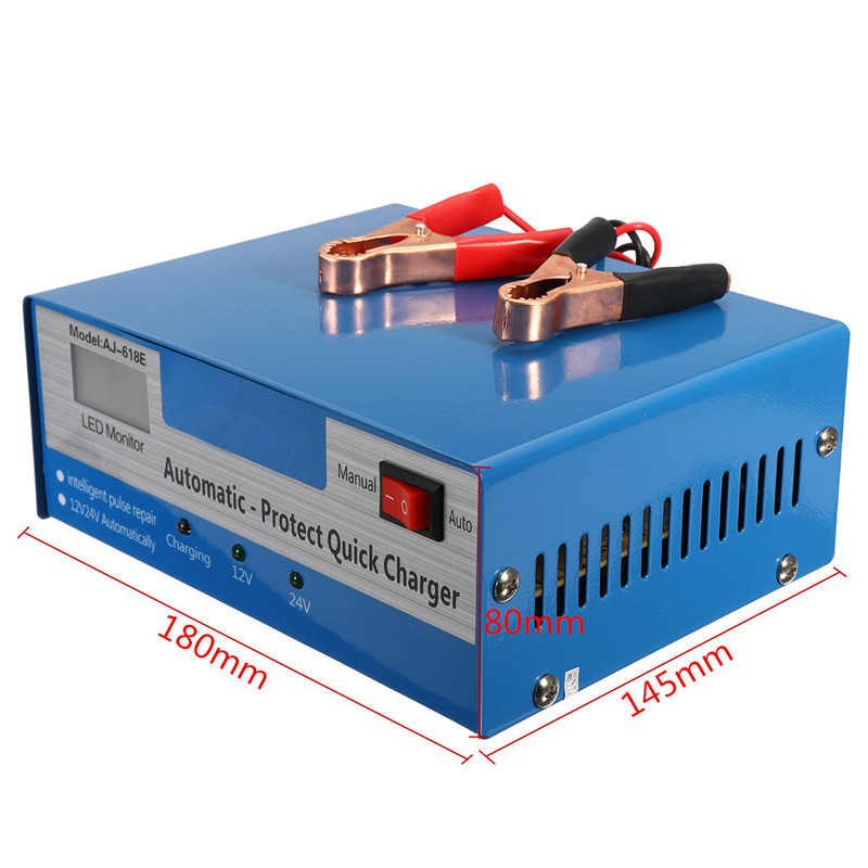 Máy sạc acquy đầy tự ngắt 12 - 24v từ 4Ah đến 200Ah hiển thị Volt Ampe - Sạc ắc quy - AJ-618E