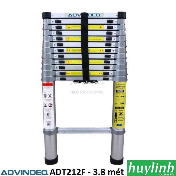 Thang nhôm rút đơn advindeq adt212f - 3.8 mét - đai nhôm