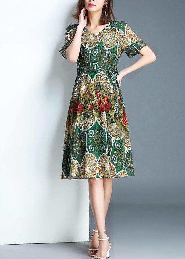 Shoppro-real picture-dress streetwear middle-aged dress nice middle age dress maxi beach dress splayed middle-aged tuôi 40 skirt dress middle age dress for middle age dress fanned printed painting more pattern luxury 3254 3339