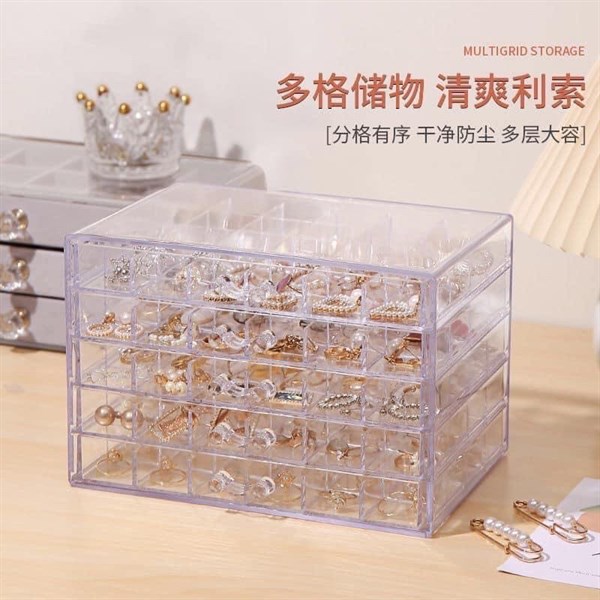 Kệ meca 5 tầng đựng charm màu trắng, tủ đựng charm trang trí móng