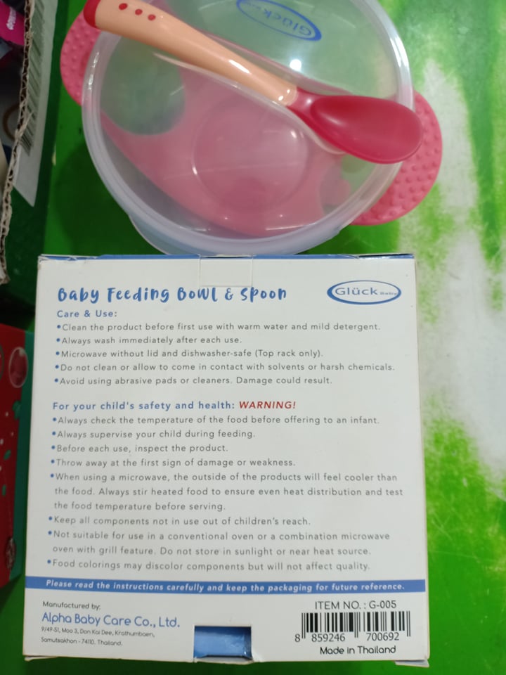 Bộ bát ăn dặm kèm thìa Gluck Baby