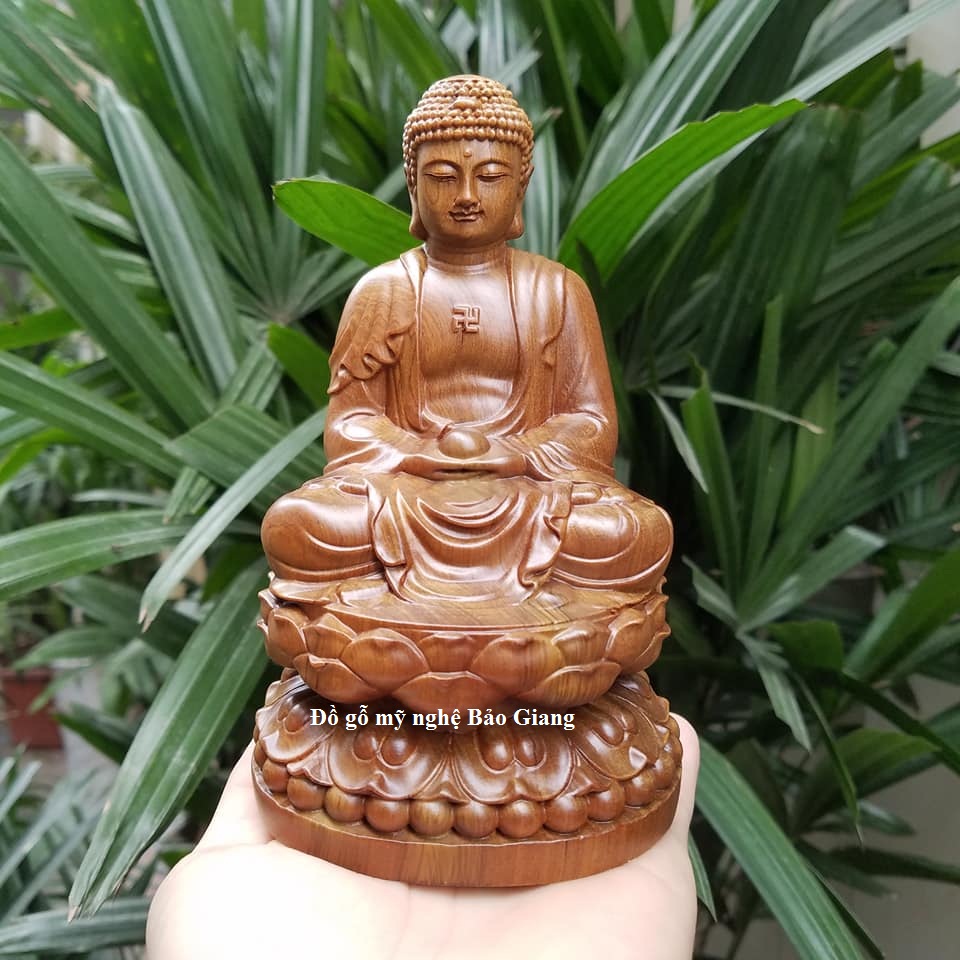 Tượng phật a di đà gỗ bách xanh