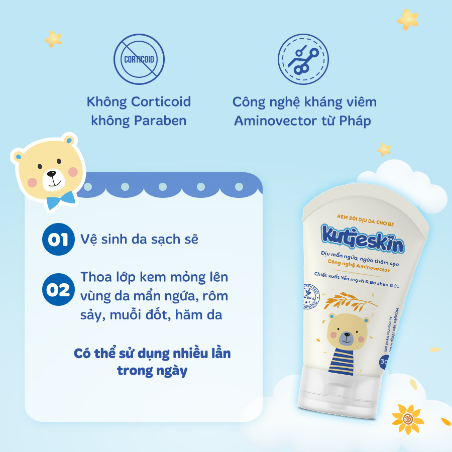Kutieskin 30gr - Kem mẩn ngứa – hăm  ( muỗi đốt côn trùng cắn)
