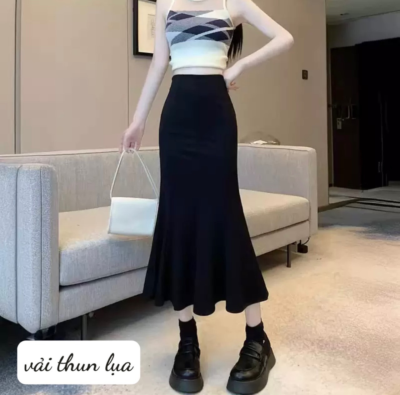 CHÂN VÁY ĐUÔI CÁ DÁNG DÀI VẢI THUN LỤA ÔM BODY CÓ KÈM ẢNH VIDEO TU