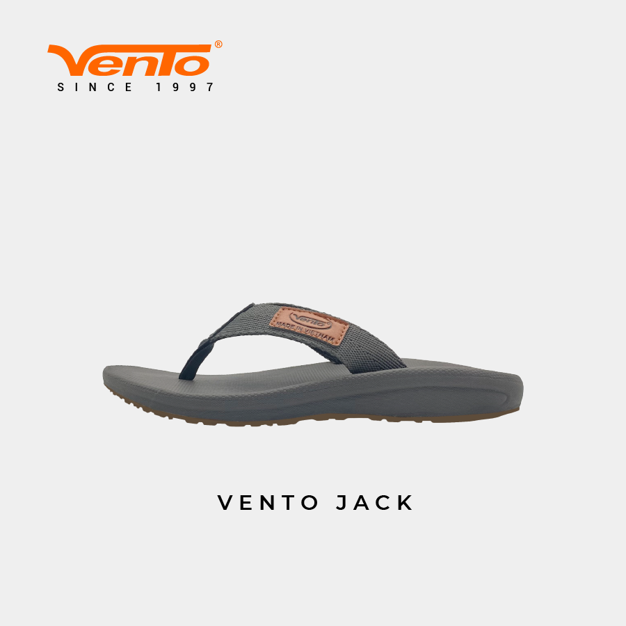 [VENTO CHÍNH HÃNG] [MẪU MỚI 2023] Dép SLIPPER VENTO JACK  màu Đen/Tro cho Nam[Full Size 39-44]