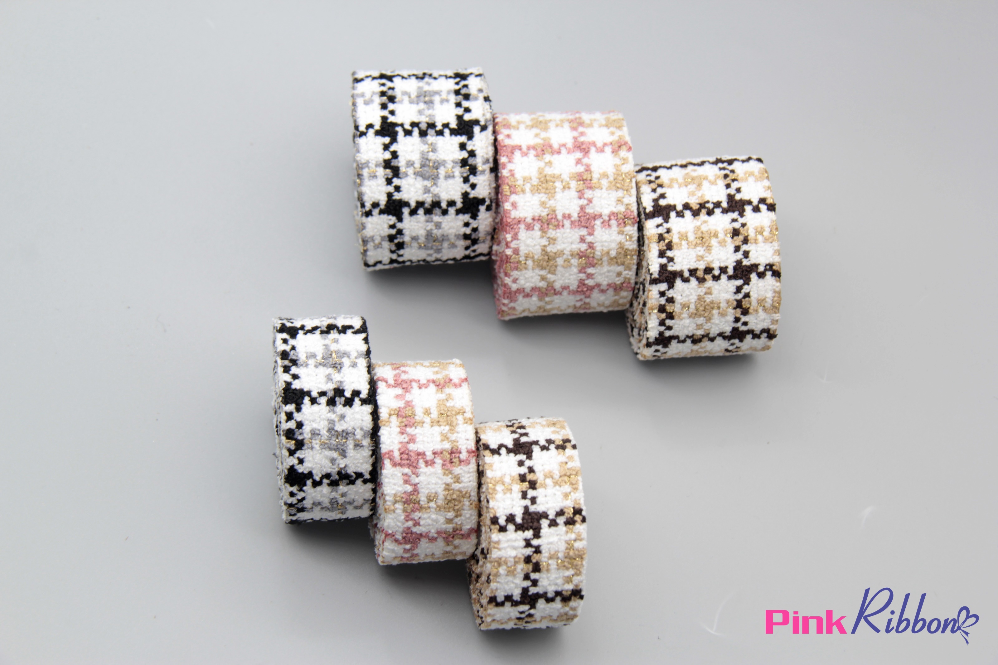 Ruy băng dạ tweed kẻ 2.5cm và 3.8cm