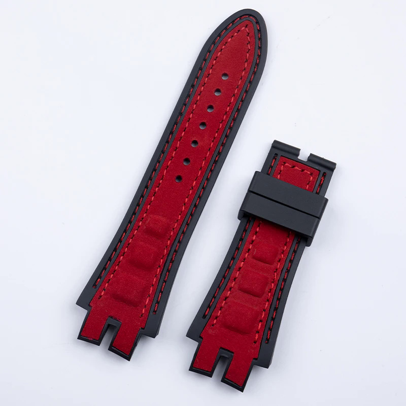 Kdgt28mm đen xanh đỏ vàng Nubuck da vành đai Silicone xem ban nhạc Phụ kiện phù hợp cho Roger dubuis Dây đeo cho Excalibur serieshjg