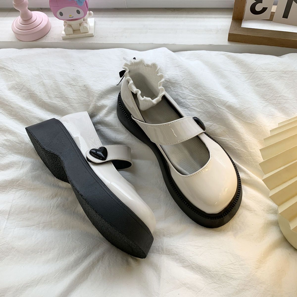 Lion Soul Mall【Free Shipping Miễn phí vận chuyển】
 2023 thời trang hàn quốc mới phiên bản Nhật Bản mỏng đáy dày ống dày giày da nhỏ dễ thương Mary Jane đơn giày nữ