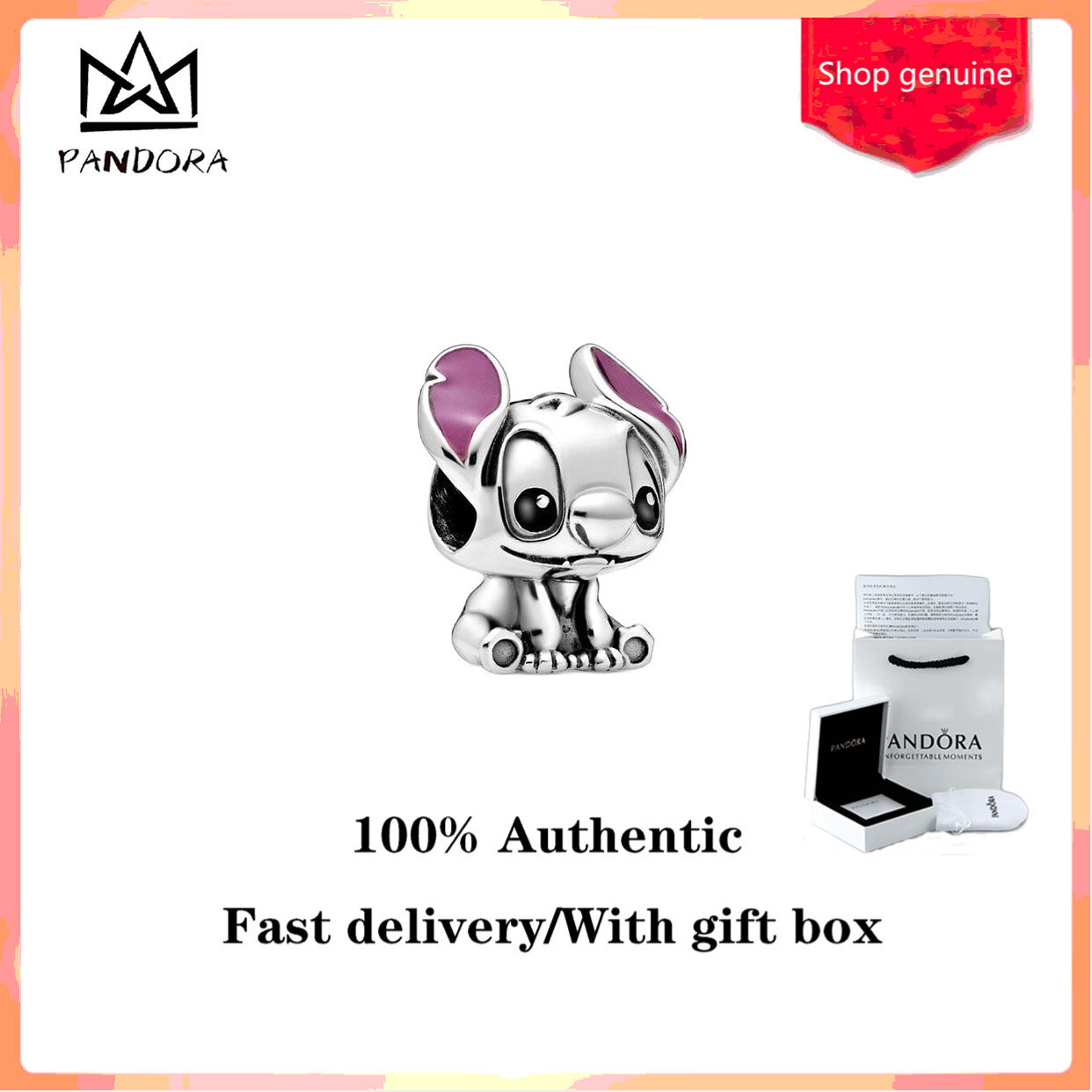 ♈100% authentic ♈ Pandorae Disney Lilo and Stitch Charm S925 sterling silver Valentine's Day Gift Birthday Gift